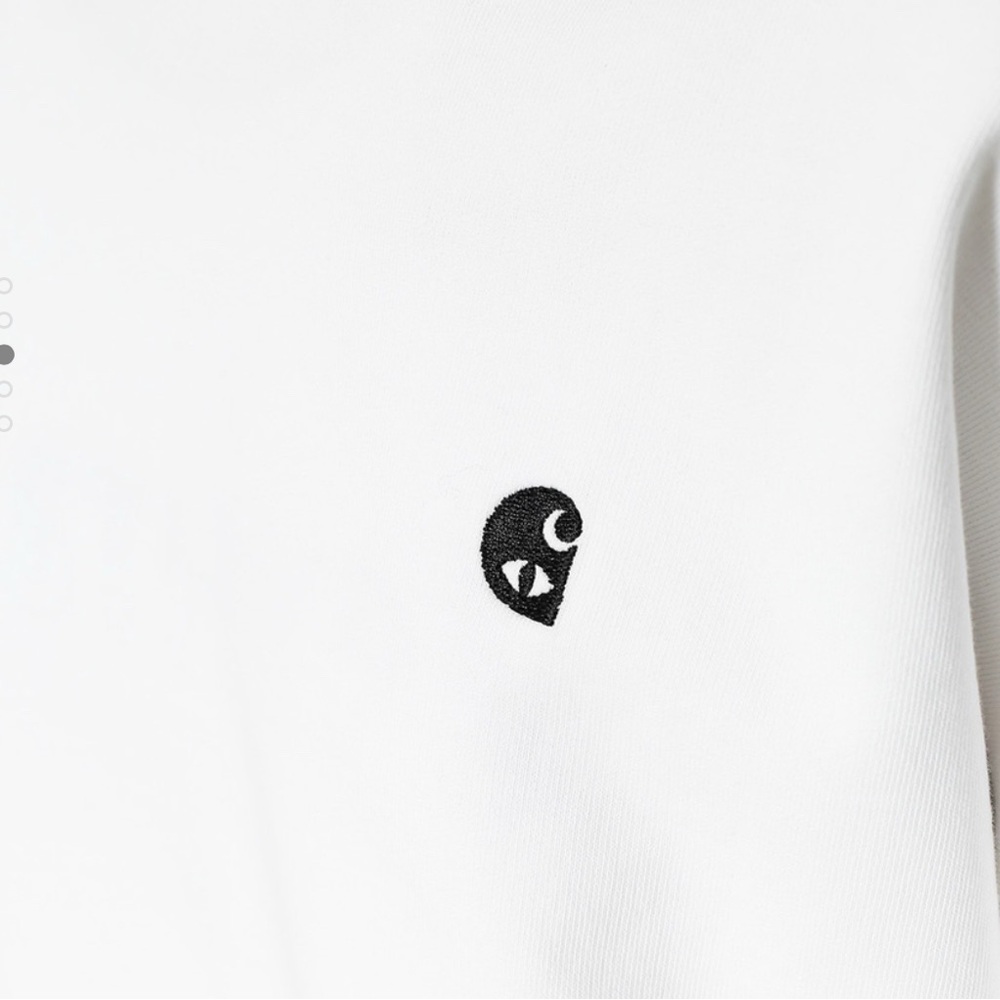 Carhartt WIP Turtle Neck White Long Sleeve Shirt with Black Logo